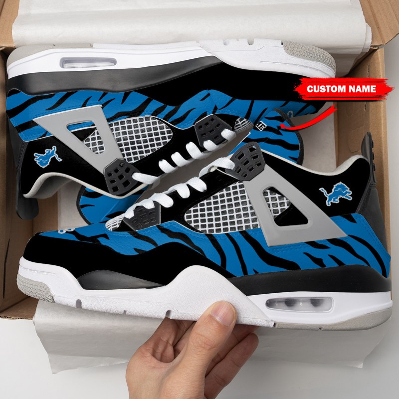 Detroit Lions Personalized AJ4 Sneaker