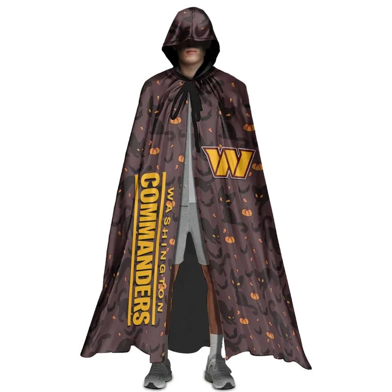 Washington Commanders Black Cat Pattern Halloween Cloak Image 1