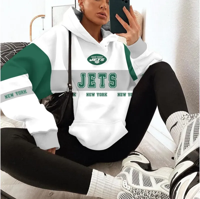 New York Jets Printed Hooded Pocket Pullover Hoodie