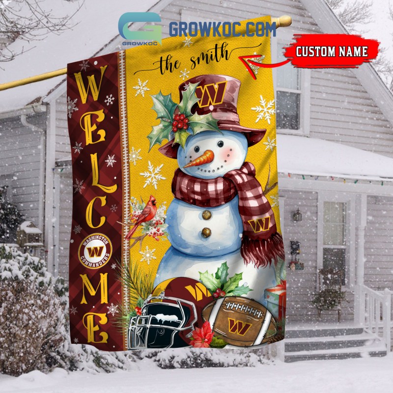 Washington Commanders Christmas Personalized Flag Image 1