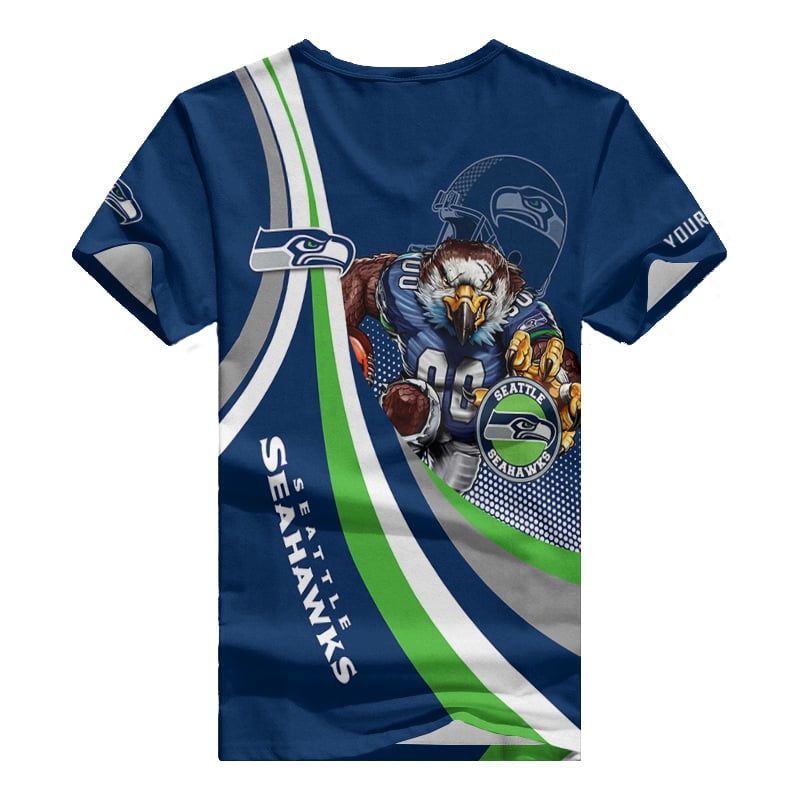 Seattle Seahawks Personalized V-neck Women T-shirt Back View
