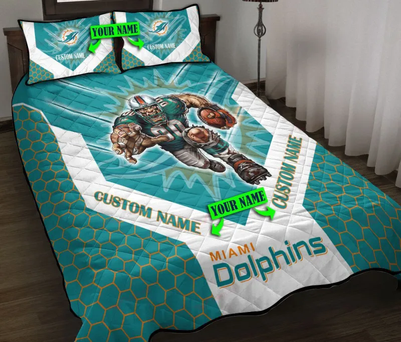 Miami Dolphins Personalized Quilt Set