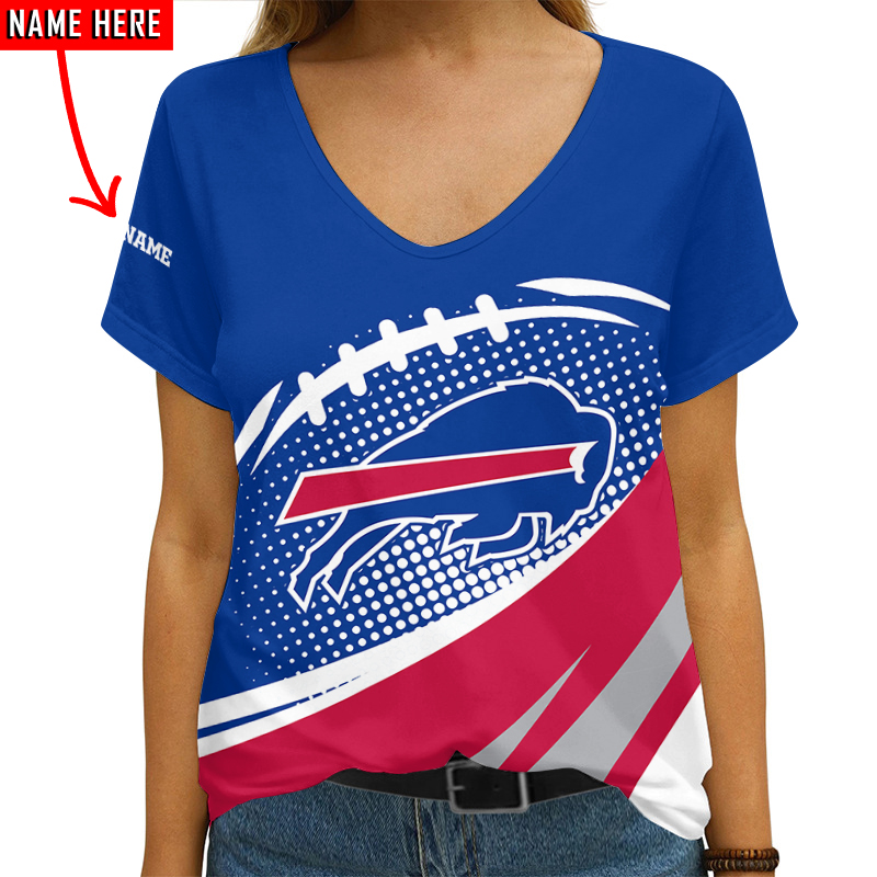 Buffalo Bills Personalized V-neck T-shirt Front Mockup