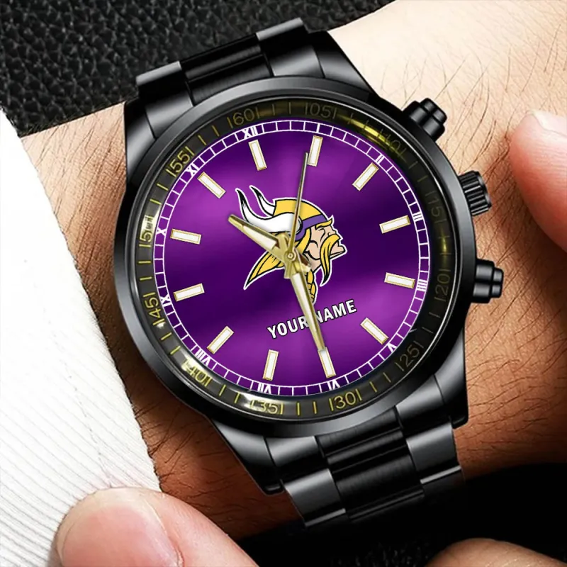 Minnesota Vikings Black Fashion Watch Side View