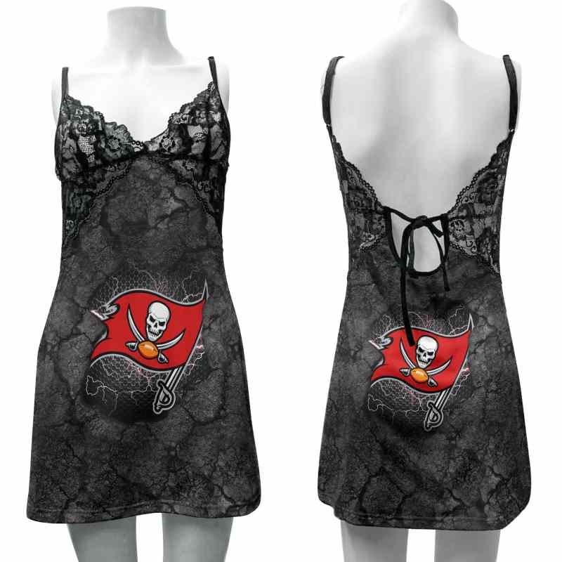 Tampa Bay Buccaneers Lace Back Strap Slip Dress Front View
