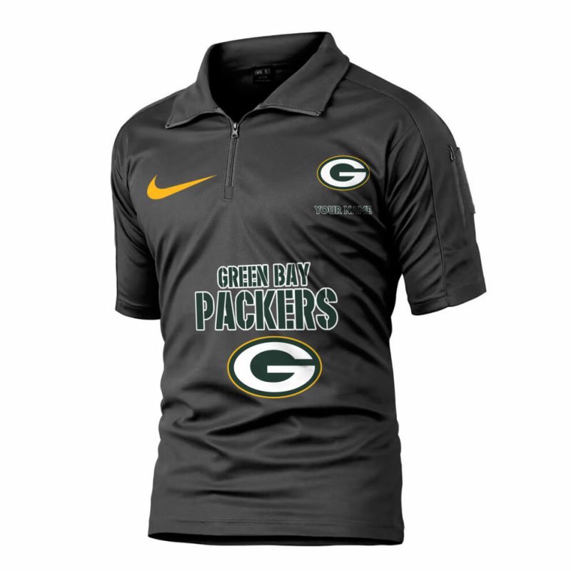 Green Bay Packers Army Polo Shirt Front View