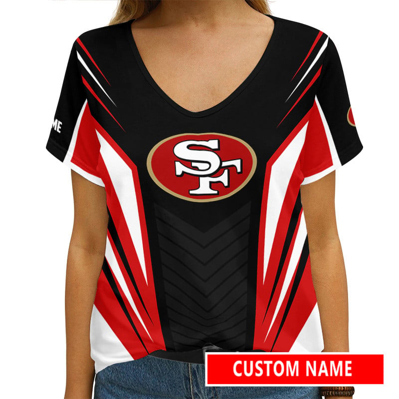 San Francisco 49ers Personalized V-neck Women T-shirt