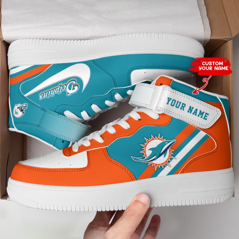 Miami Dolphins Personalized High AF1 Sneakers