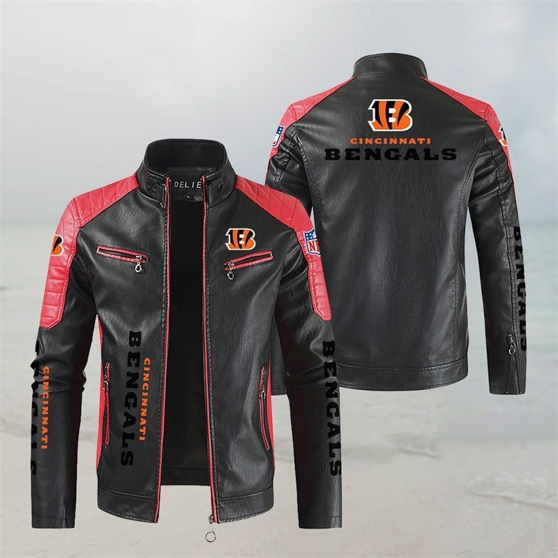 Cincinnati Bengals Stand Collar Leather Jacket