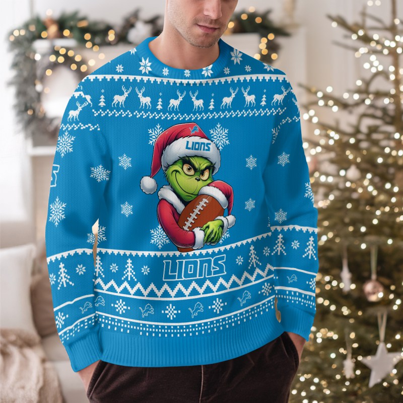 Detroit Lions Ugly Christmas Sweater Outdoor View 1
