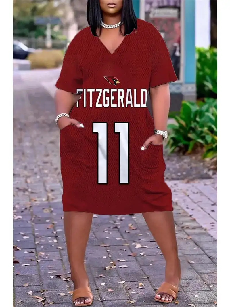 Arizona Cardinals V-neck Casual Pocket Dress