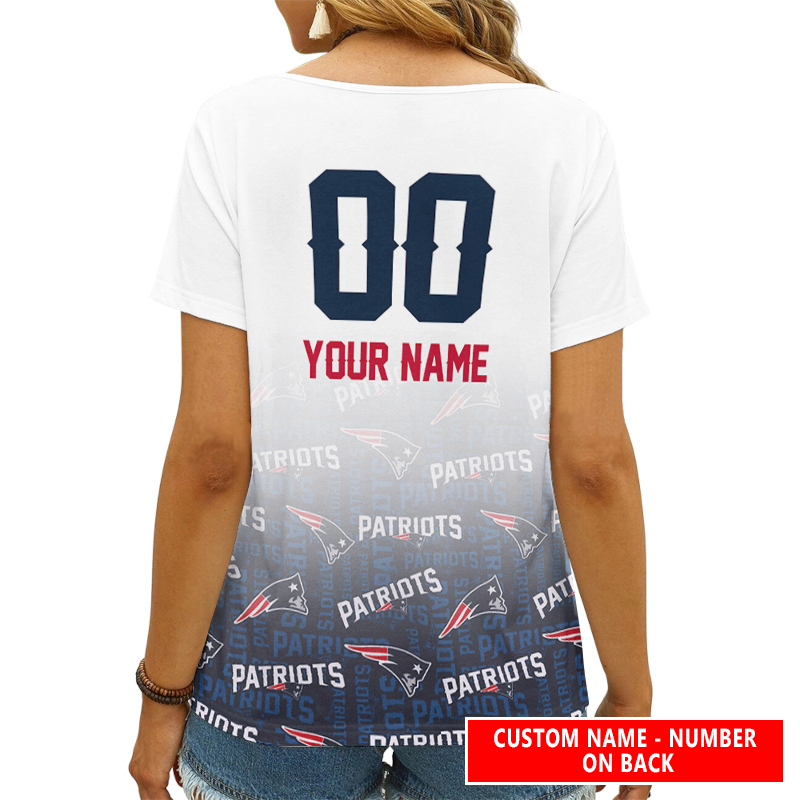 New England Patriots Personalized V-neck Women T-shirt - Image 2
