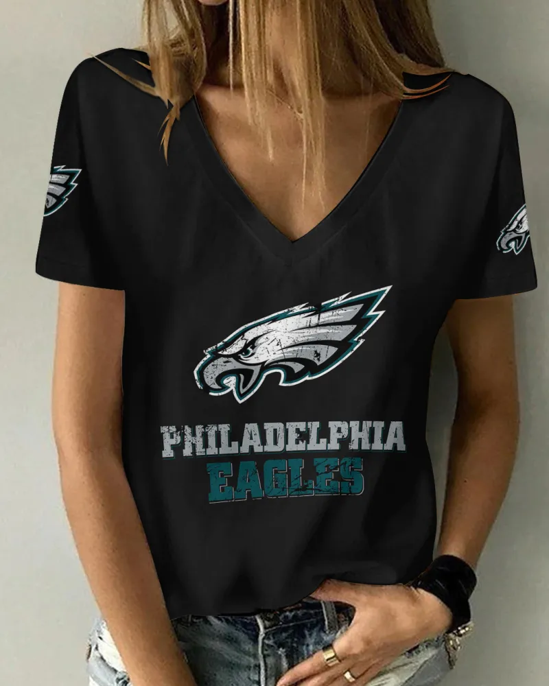Philadelphia Eagles Personalized V-neck Women T-shirt