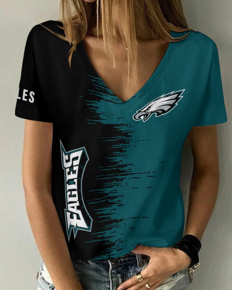 Philadelphia Eagles Summer V-neck T-shirt Front