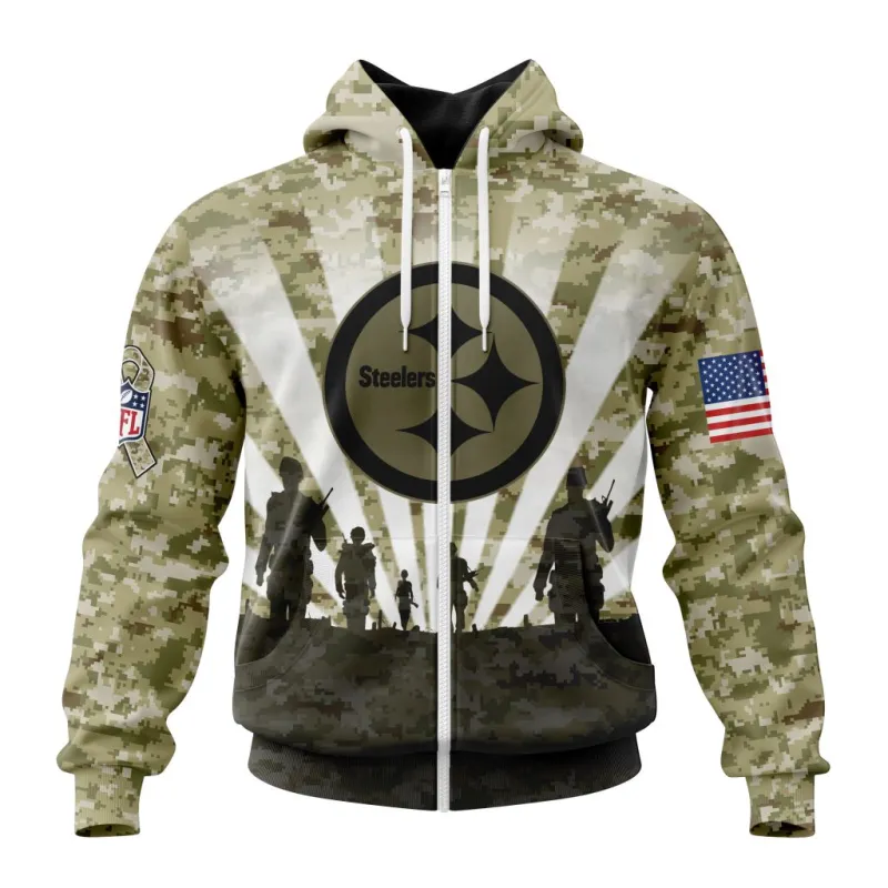 Pittsburgh Steelers Hoodie Zip Front View