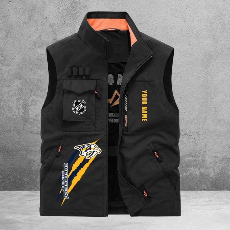 Nashville Predators New Personalized Multi-Pockets Vest AZBTMPV000182 5 Nashville Predators Multi-Pockets Vest