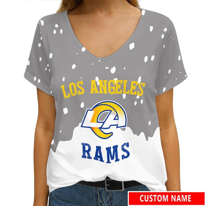 Los Angeles Rams Personalized V-neck T-shirt Front View