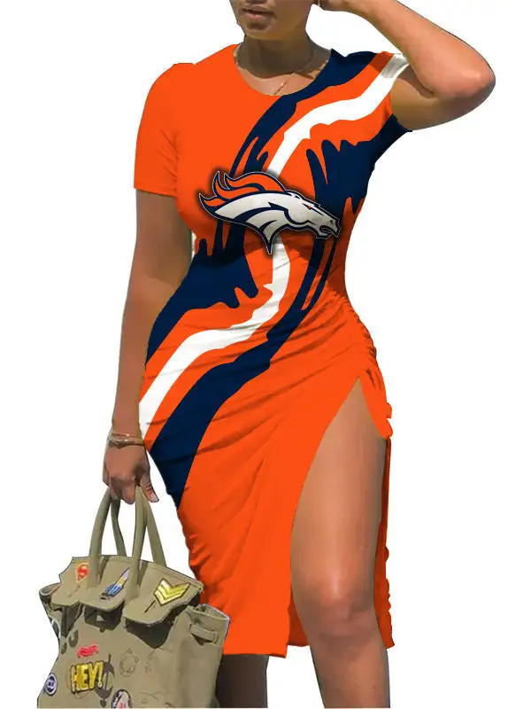 Denver Broncos Slit Bodycon Dress