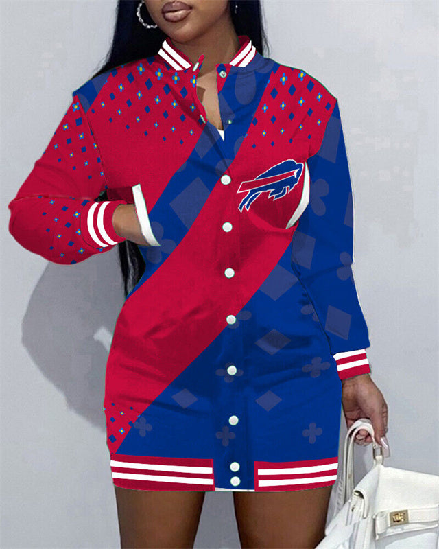 Buffalo Bills Women Button Down Jacket Dress