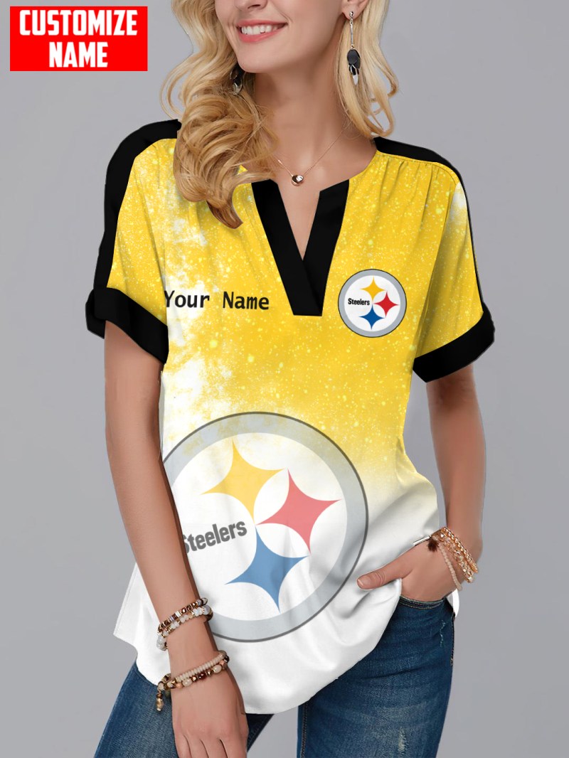 Pittsburgh Steelers Personalized Fashion Short Sleeve V-Neck Shirt