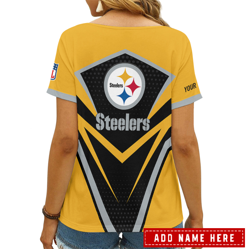 Pittsburgh Steelers Personalized V-neck Women T-shirt Design
