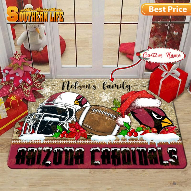 Arizona Cardinals Christmas Personalized Doormat