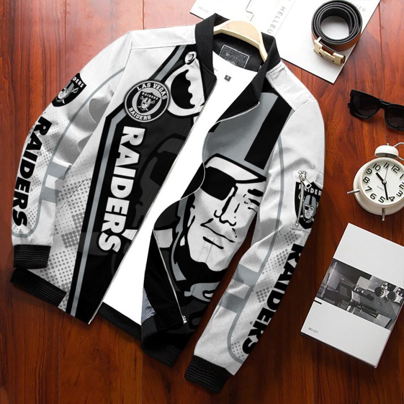 Las Vegas Raiders Personalized Bomber Jacket Side View