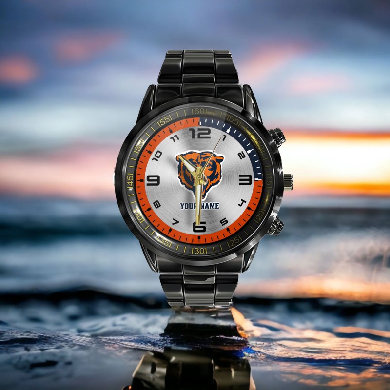 Chicago Bears NFL Personalized Black Hand Watch 3