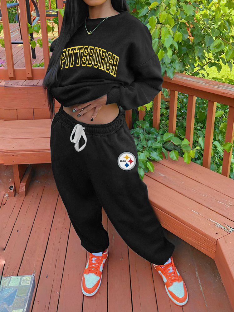 Pittsburgh Steelers Drop Shoulder Sweatshirt and Sweatpants