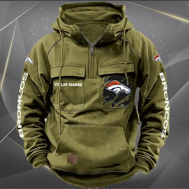 Denver Broncos Multi-Pockets Zip Hoodie Lifestyle Image