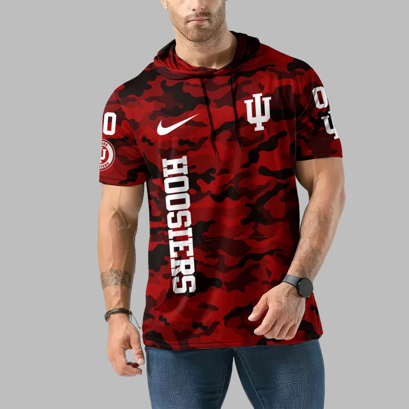 Indiana Hoosiers Camo Short Sleeve Hoodie