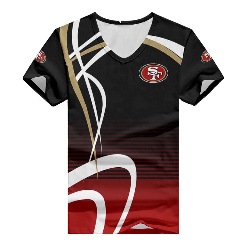 San Francisco 49ers V-neck Women T-shirt - Different Angle