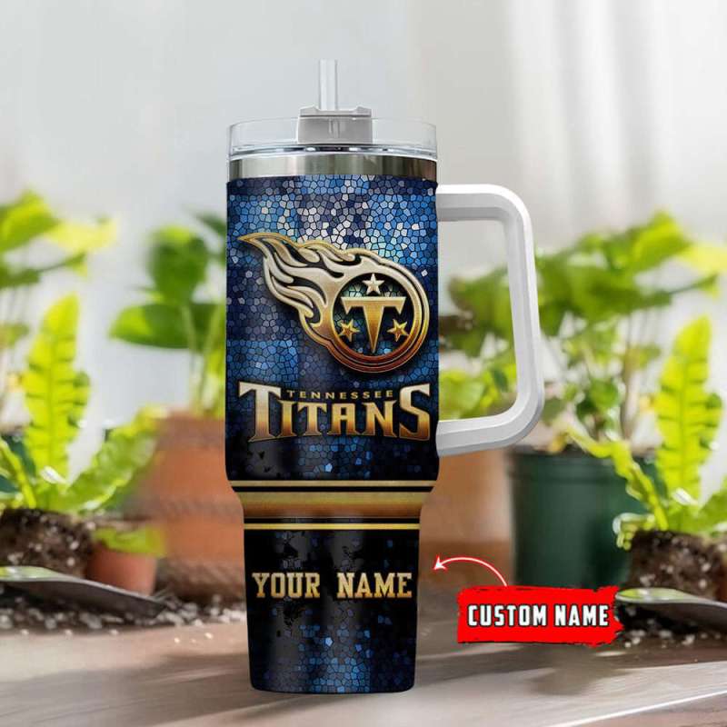 Tennessee Titans Personalized NFL Glitter 40oz Stanley Tumbler Gift for Fans 2