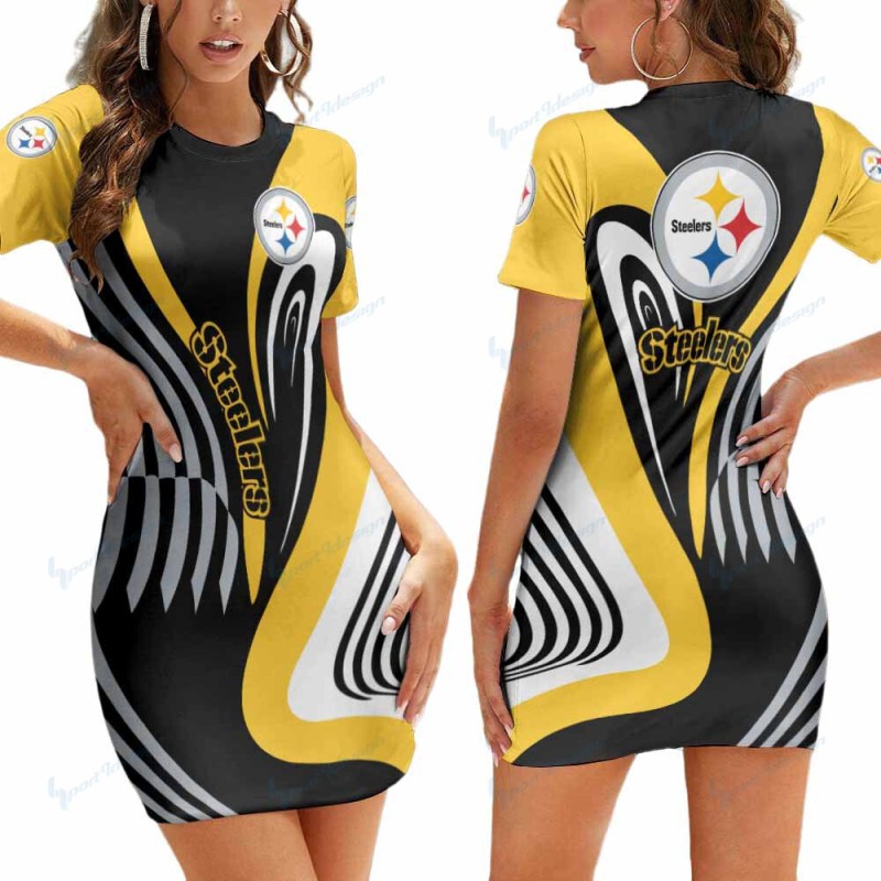 Pittsburgh Steelers Short Sleeve Bodycon Mini Dress