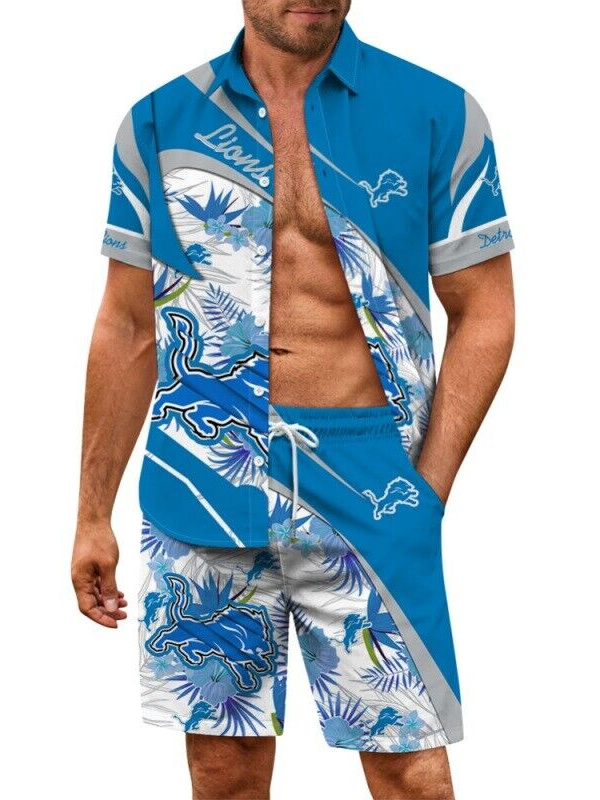 Detroit Lions Hawaiian Shirt and Shorts
