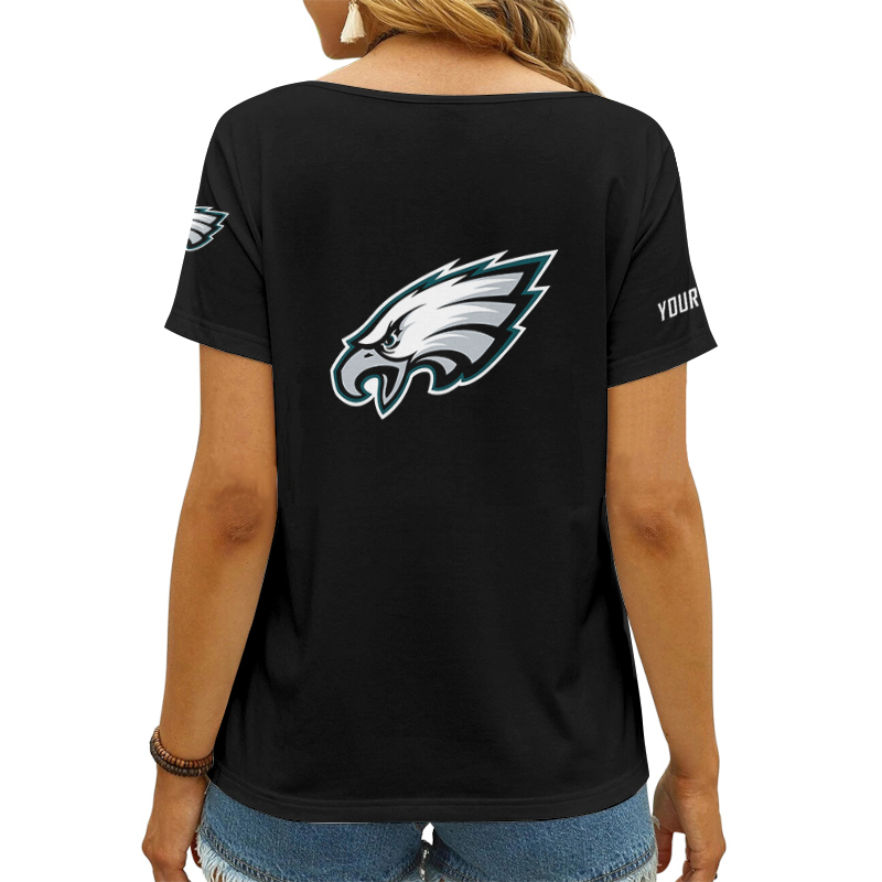 Philadelphia Eagles V-neck T-shirt Back View