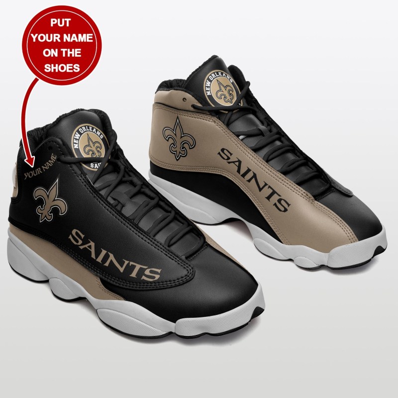 New Orleans Saints Personalized Air JD13 Sneakers Front View