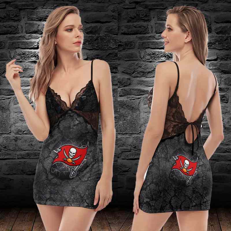 Tampa Bay Buccaneers Lace Back Strap Slip Dress Side View