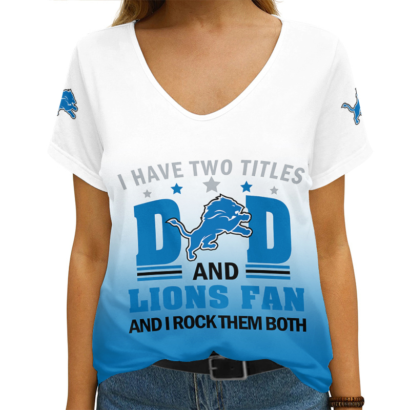 Detroit Lions V-neck Women T-shirt Detail