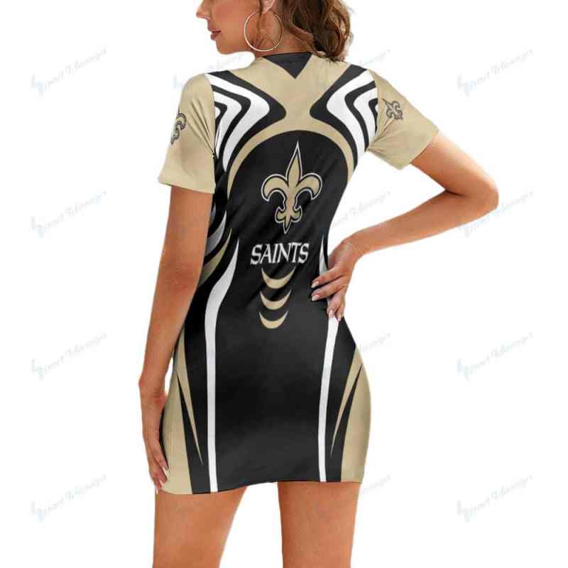 New Orleans Saints Short Sleeve Bodycon Mini Dress