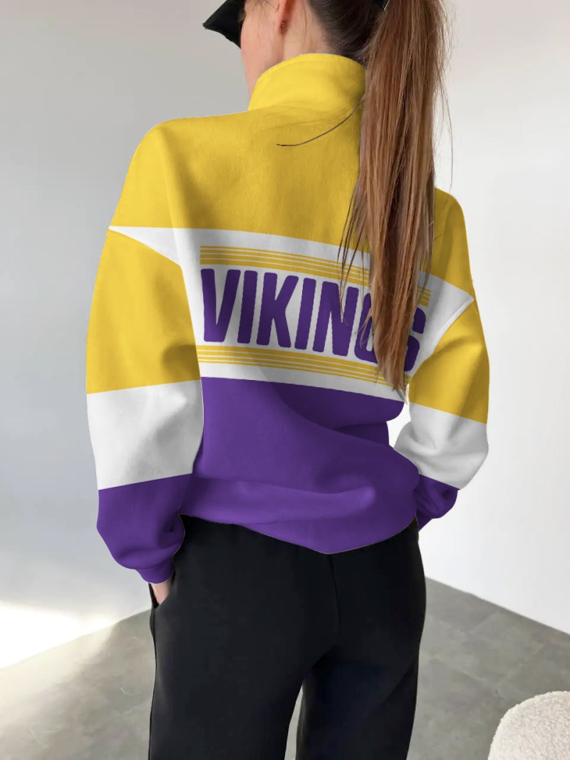 Minnesota Vikings Casual Colorful Stand Collar Sweatshirt