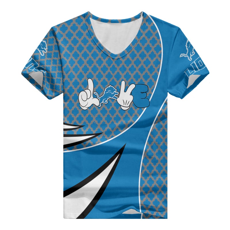 Detroit Lions Women's V-Neck T-Shirt Side View