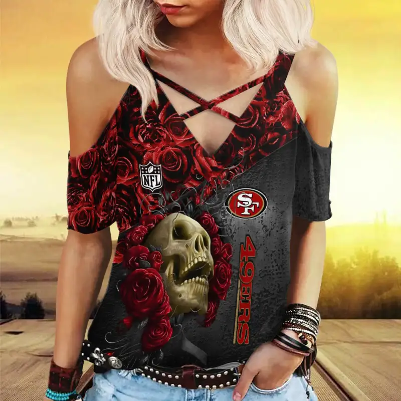 San Francisco 49ers Miss Hollow Out Blouse Shirt