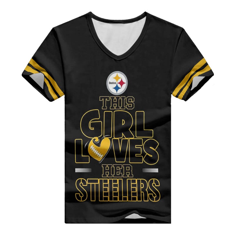 Stylish Pittsburgh Steelers V-neck Women T-shirt
