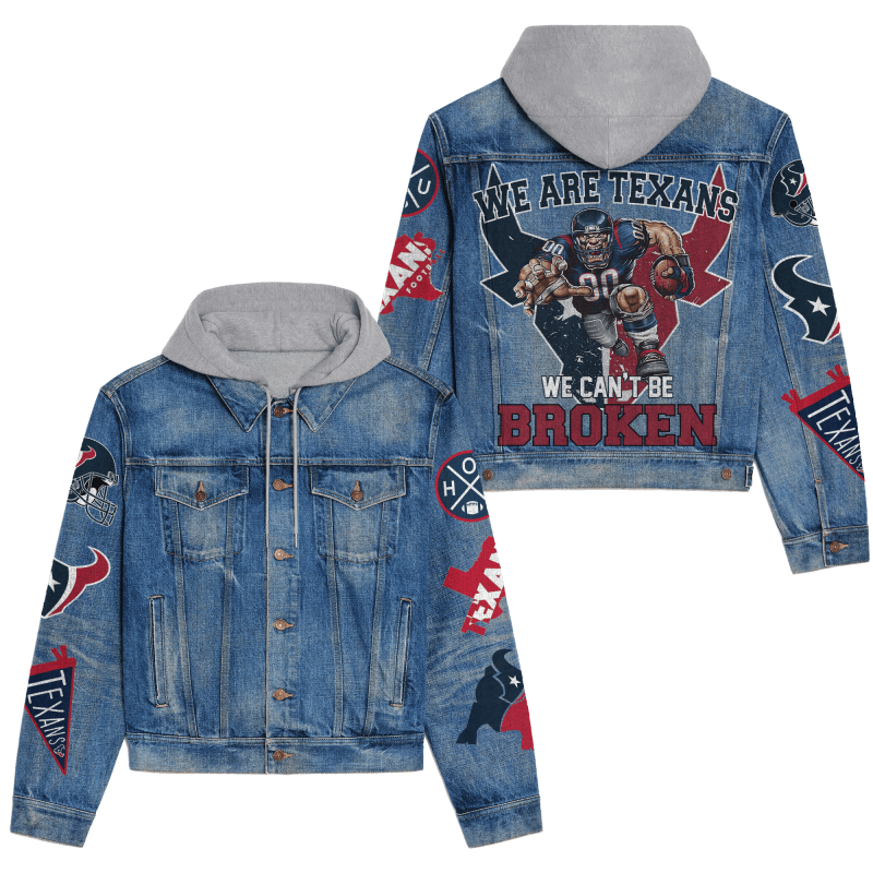 Houston Texans Premium Hooded Denim Jacket - Front View