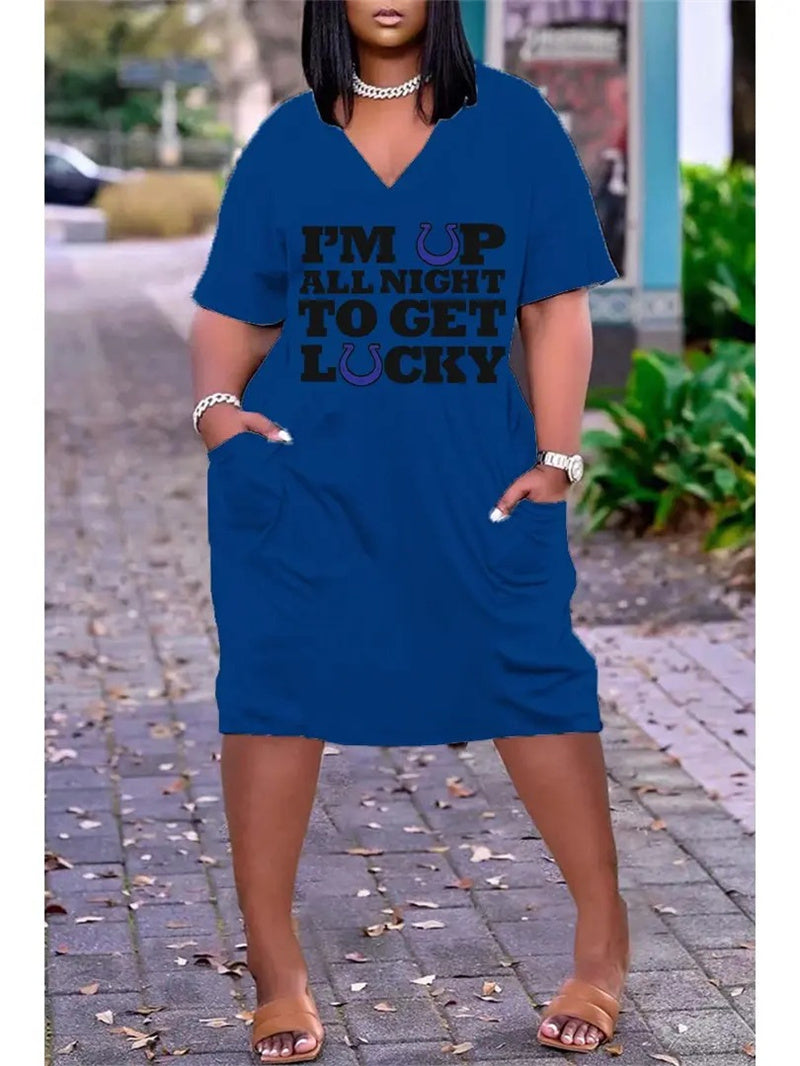 Indianapolis Colts V-neck Casual Pocket Dress