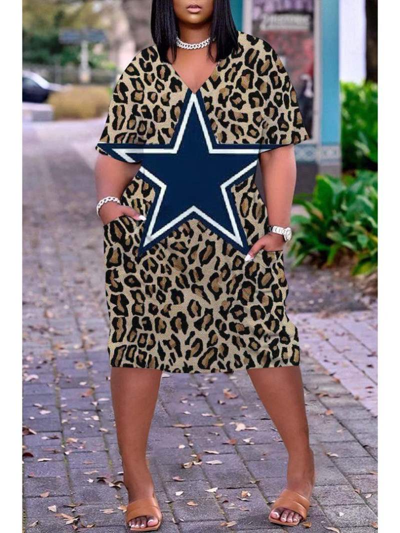 Dallas Cowboys V-neck Casual Pocket Dress