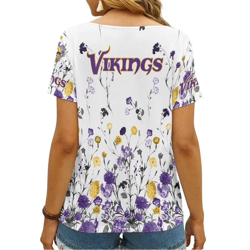 Minnesota Vikings Personalized V-neck Women T-shirt 2