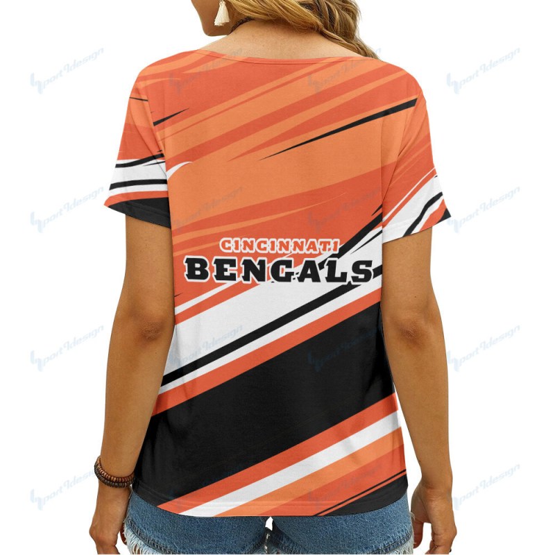 Cincinnati Bengals Summer V-neck Women T-shirt