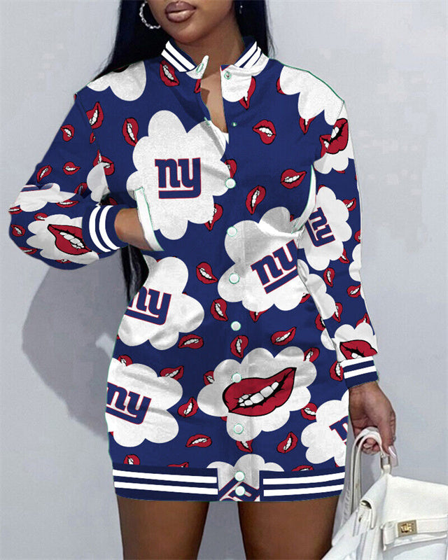 New York Giants Women's Button Down Jacket Dress